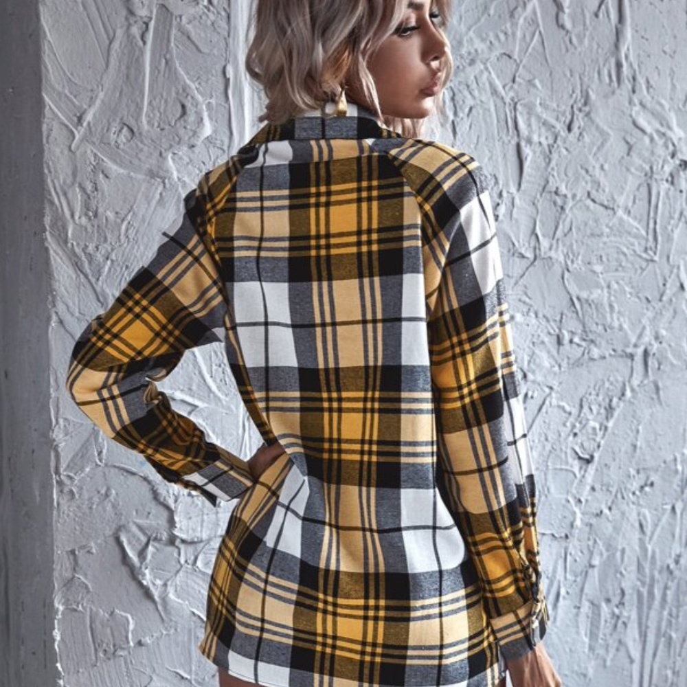 Classic Plaid Button up Boyfriend Top - Picture 3 of 13